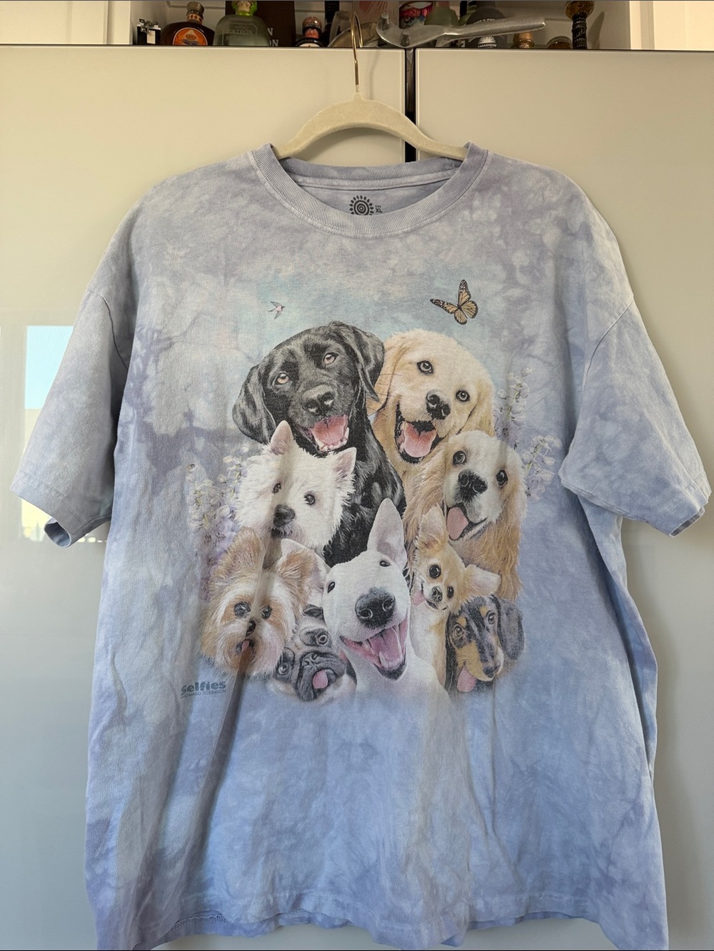 The Mountain Light Purple Dog Collage Short Sleeve Tee